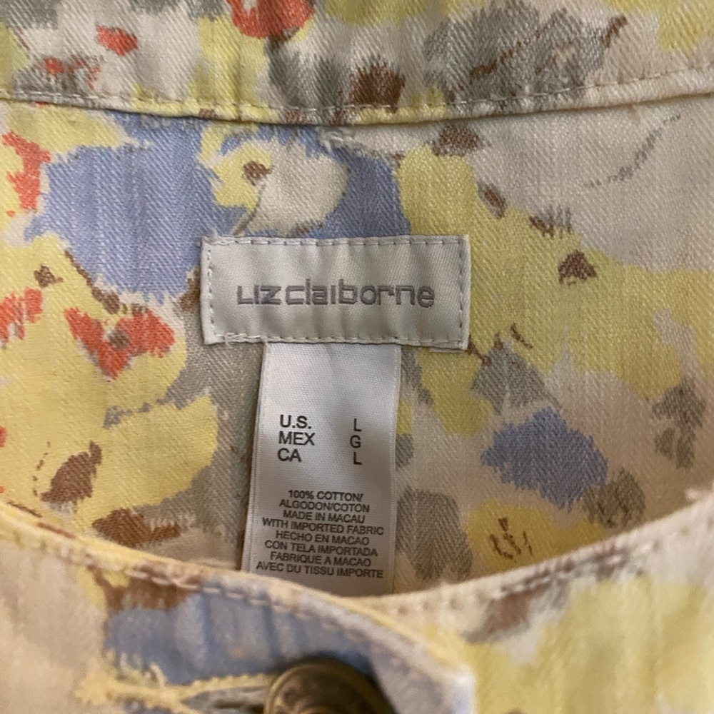 Liz Claiborne Floral Jean Jacket - Yellow and Blue - Picture 2 of 3